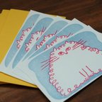 作品[活版印刷]　くるくるネコさん　カード5枚.封筒3枚
