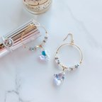 作品SWAROVSKI❤︎クリスタルオーロラのハートビジューのフープピアス