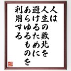 作品アルフレッド・アドラーの名言「人は人生の敗北を避けるために、あらゆるものを利用する」額付き書道色紙／受注後直筆（V6198）