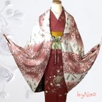 作品送料無料❣️ 桜舞う❣️正絹オリジナルリバーシブル和洋折衷モモンガコート　ロングフリーサイズ　一点物❣️