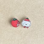 作品ハンドメイドピアス　ねことトマト