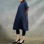 作品PSNY ジャンパースカート&ワンピース・ダークブルー ポシェット １枚で決まる服 かぶるだけで決まる 日本製 AP23
