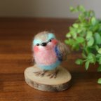 作品ライラックニシブッポウソウ ハンドメイド 羊毛フェルト 野鳥 チクチク系 needlefelting bird