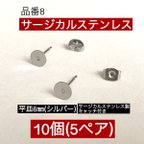 作品サージカルステンレス (10個5ペア) 平皿6㎜ シルバー ピアスポスト