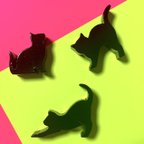 作品送料無料 木のネコたち 黒猫