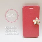 作品【iPhone全機種】ビジューが輝くお花のiPhoneケース（ピンク）/アイフォンケース/アイホンケース