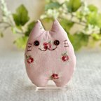 作品桜ピンクの花柄の子猫のぬいぐるみ「ふにゃ〜た」