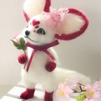 作品羊毛フェルト　稲荷狐　キツネ　ハンドメイド