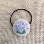 作品紫陽花＊刺繍のくるみボタン