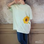 作品向日葵のビッグシルエットＴシャツ：ＸＸＬ・フロストグリーン