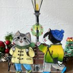 作品猫たちの楽しいひと時＊クリスマス　アメリカンショートヘア  ハチワレ　猫　インテリア　ギフト