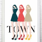 作品TOWN  ファッション　イラスト　ポスター   A4   アート　アートポスター　（アート　seiで検索）　735