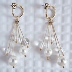 作品clear×pearl mix earrings