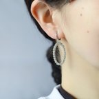 作品🆕 oval  hoop  (silver)  イヤリング ／ ピアス  オーバル  フープ  ビーズ