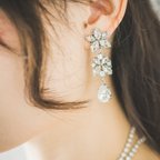 作品結婚式　ブライダル　ウェディング　ブライダルアクセサリー　ピアス　イヤリング　アクセサリー　ウェディングアクセサリー　ブライダルアクセ　大ぶり　シルバー　揺れる　P0255