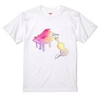 作品彩　バイオリン＆ピアノTシャツ　ホワイト