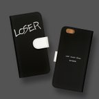 作品LOSER 手帳型iPhoneケース/スマホケース モノトーン/メンズ★iPhone13Pro/iPhone12Pro/iPhone13Pro Max/iPhone8/Android他