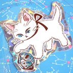 作品ホログラムステッカー『なんと三角　結晶宇宙』宇宙を旅する白猫マイカシリーズ
