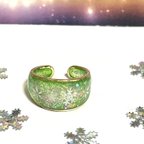 作品キラキラ雪の結晶と京都オパールの綺麗なリング