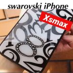 作品強化ガラス iPhone XsMaxケース スワロフスキークリスタル使用　数字