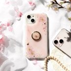 作品❁⃘数量限定❁⃘桜ピンク｡❀·̩͙スマホリング付き 押し花スマホケース  全機種 Android Xperia クリア  iPhone14 iPhone15スマホカバー 韓国  さくら