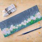 作品「雨に光る白い紫陽花」抽象画＊コルクボードの原画＊アートパネル