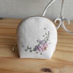 作品お花の刺繍 三角ポーチ 6