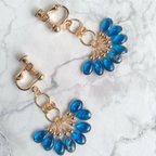 作品【再販】雫のタッセルイヤリング/ピアス (深いブルー) #2;   Tassel earring (deep sea color) #2