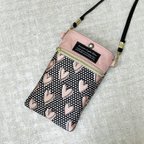 作品♥♥スマホショルダー：ジャガード織・ふっくら可愛いピンクのハート柄♥♥