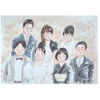 作品ウェディング 似顔絵 A4 結婚式 イラスト 子育て感謝状  水彩 ウェルカムボード 記念日 両親贈呈品