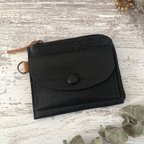 作品黒の自然なシボの本革ミニ財布・スマートキーケース  