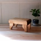 作品かわいいサイズの木製アンティークミニテーブル トレイ ①