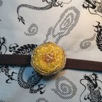 作品帯留め　ビーズ刺繍　　‘’光の巣‘’