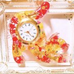 作品現品限り 再販無し レトロ可愛いフルーツな猫の置き時計