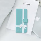作品【iPhone15シリーズ対応】Gift♡ティファニーブルー風　手帳型ケース　ほぼ全機種対応　はめ込み式