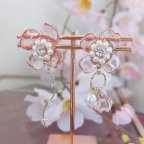 作品【桜花シリーズ-蝶桜】◇イヤリング◇桜◇ジルコニアチャーム付き#蝶◇パール◇入学式◇結婚式◇ブライダル◇お花見◇プレゼント◇贈り物◇ギフト