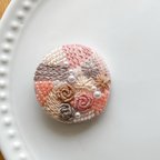 作品ビーズ刺繍くるみボタン（ヘアゴム/ブローチ）