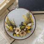 作品ミモザの 刺繍枠アレンジ   ①