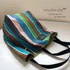 作品おおきめトートバッグ♡Stripe Green