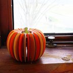 作品「かぼちゃ」木製オブジェ　インテリア　ハロウィン　置物