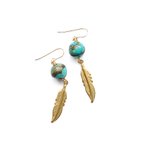 作品14kgf♦︎ turquoise & copper, feather charm earrings