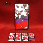 作品◇iPhoneX対応◇着せ替え花札猫（はにゃふだ）【３月：桜に幕】手帳型スマホケース-ほぼ全機種対応