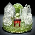 作品✨秘密の神社✨三基の赤い鳥居✨オルゴナイト✨ペリドット✨シトリン✨水晶✨