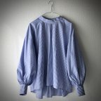 作品【再販】Renewal◼︎スタンドカラーP/Oブラウス　color : navy stripe