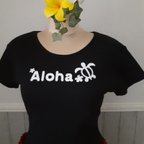 作品🌺 フラダンス🌺 T シャツ 🌺Aloha🌺ホヌ白