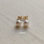 作品淡水パールのひとつぶピアス◆merci.14kgf.