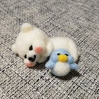 作品お昼寝zzZZ　シロクマ＆ペンギン　羊毛フェルト