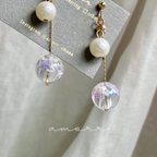 作品【ﾋﾟｱｽ・ｲﾔﾘﾝｸﾞ】clear×purple/クリア×パープル/揺れるアクセサリー/