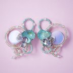 作品【ピアス・イヤリング】Butterflower Fairy Green グリーン スパンコール 花アクセサリー 