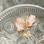 作品*⋆⸜𝐧𝐞𝐰⸝⋆*かすみ草とシェルの耳飾り🩷pink🫧イヤリングorピアス